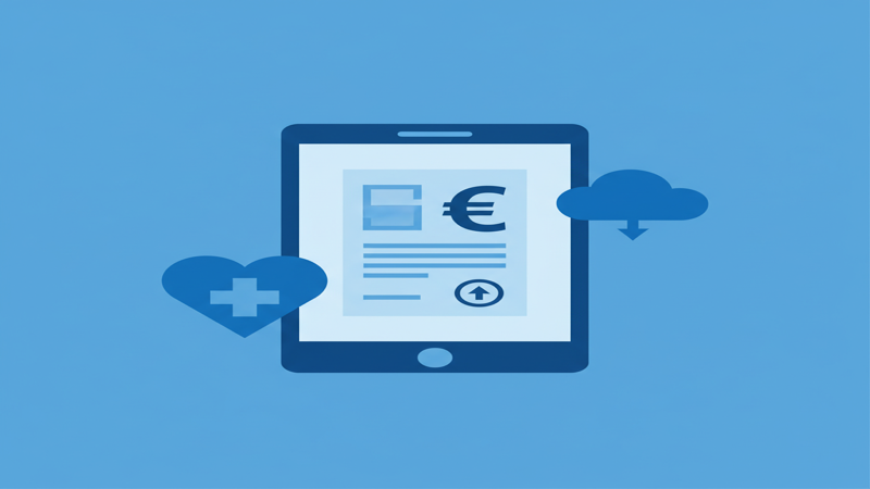 Ilustración de facturación con código QR y registro digital verificable