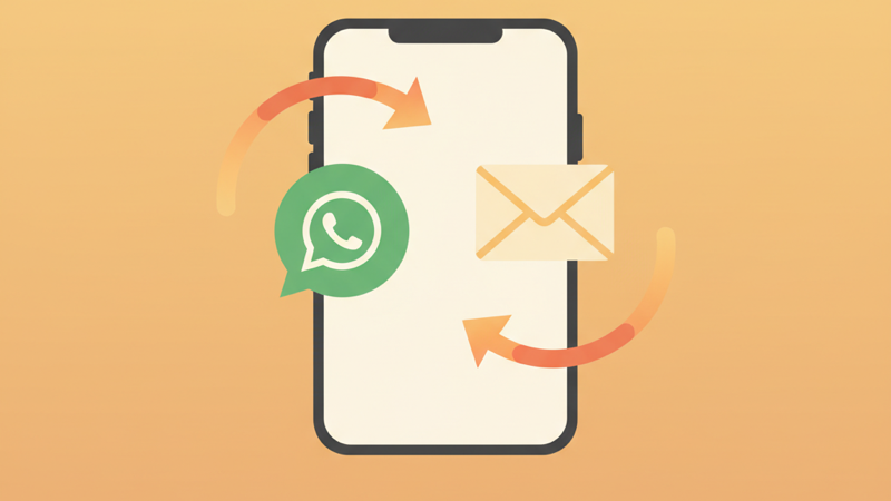 Ilustración de integración WhatsApp y email en una consulta